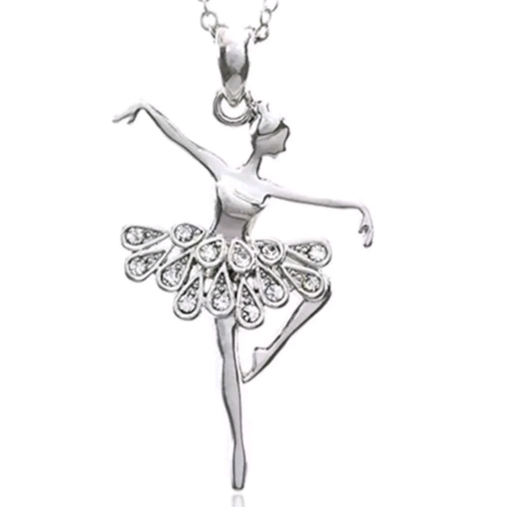 Silver Dancing Ballerina Charm 925 Silver Necklace